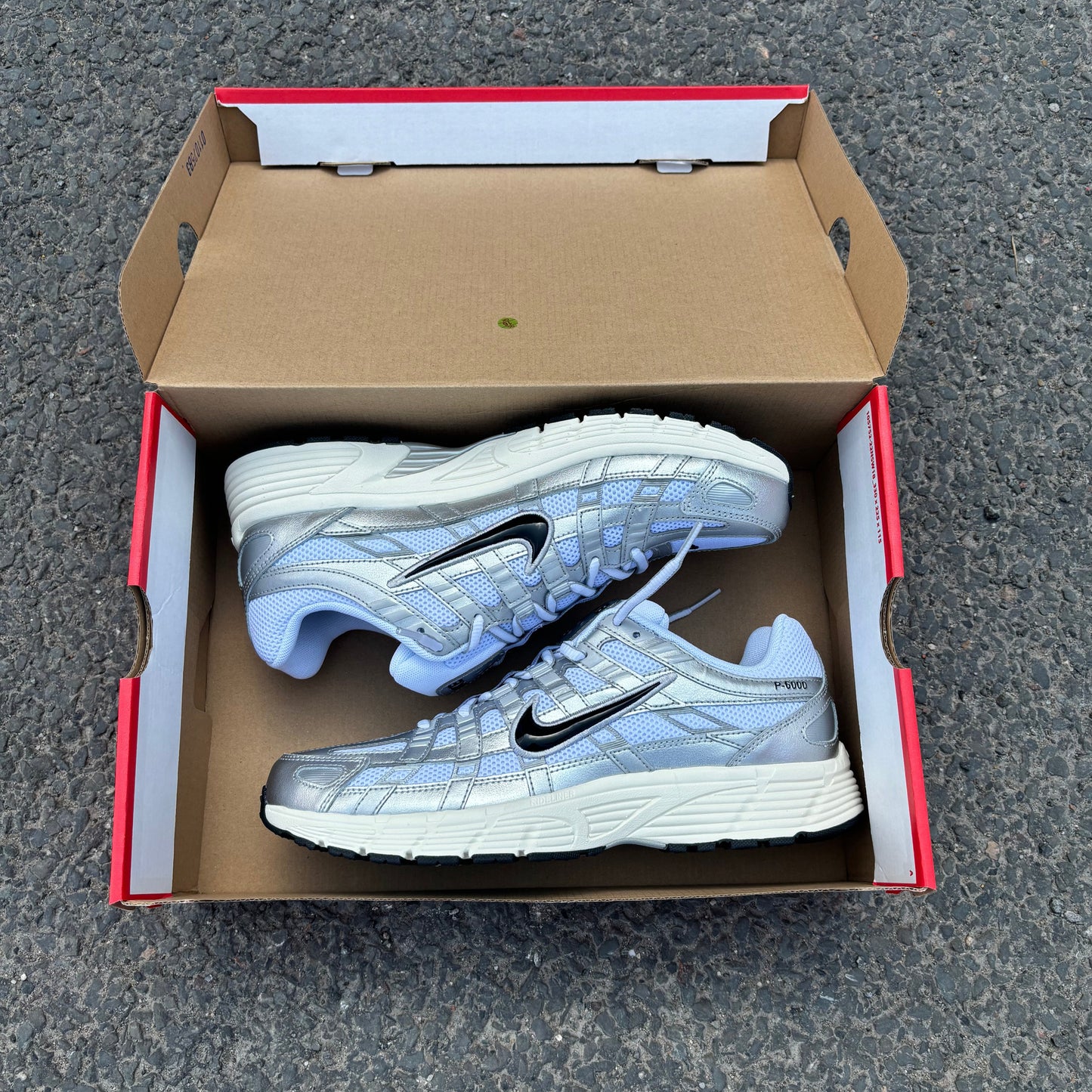 Nike P-6000 White Metallic Silver Flat Silver Black