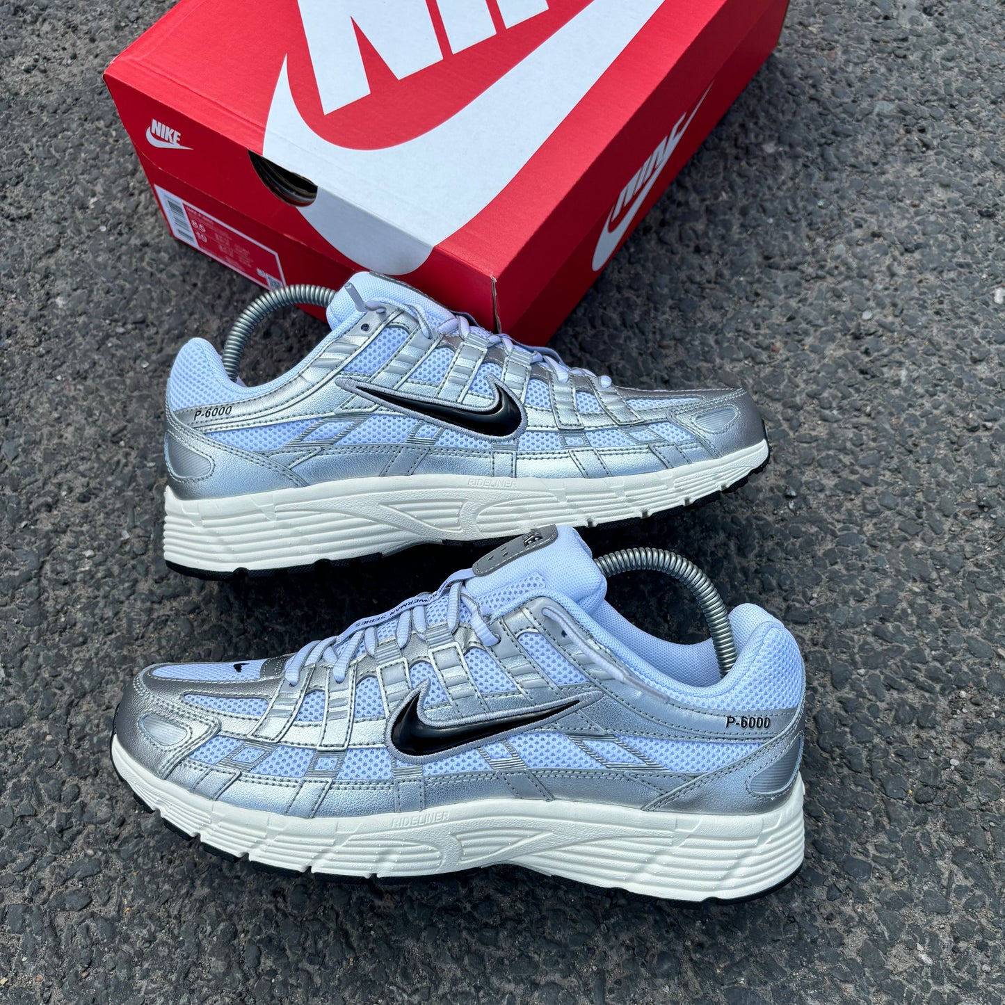 Nike P-6000 White Metallic Silver Flat Silver Black
