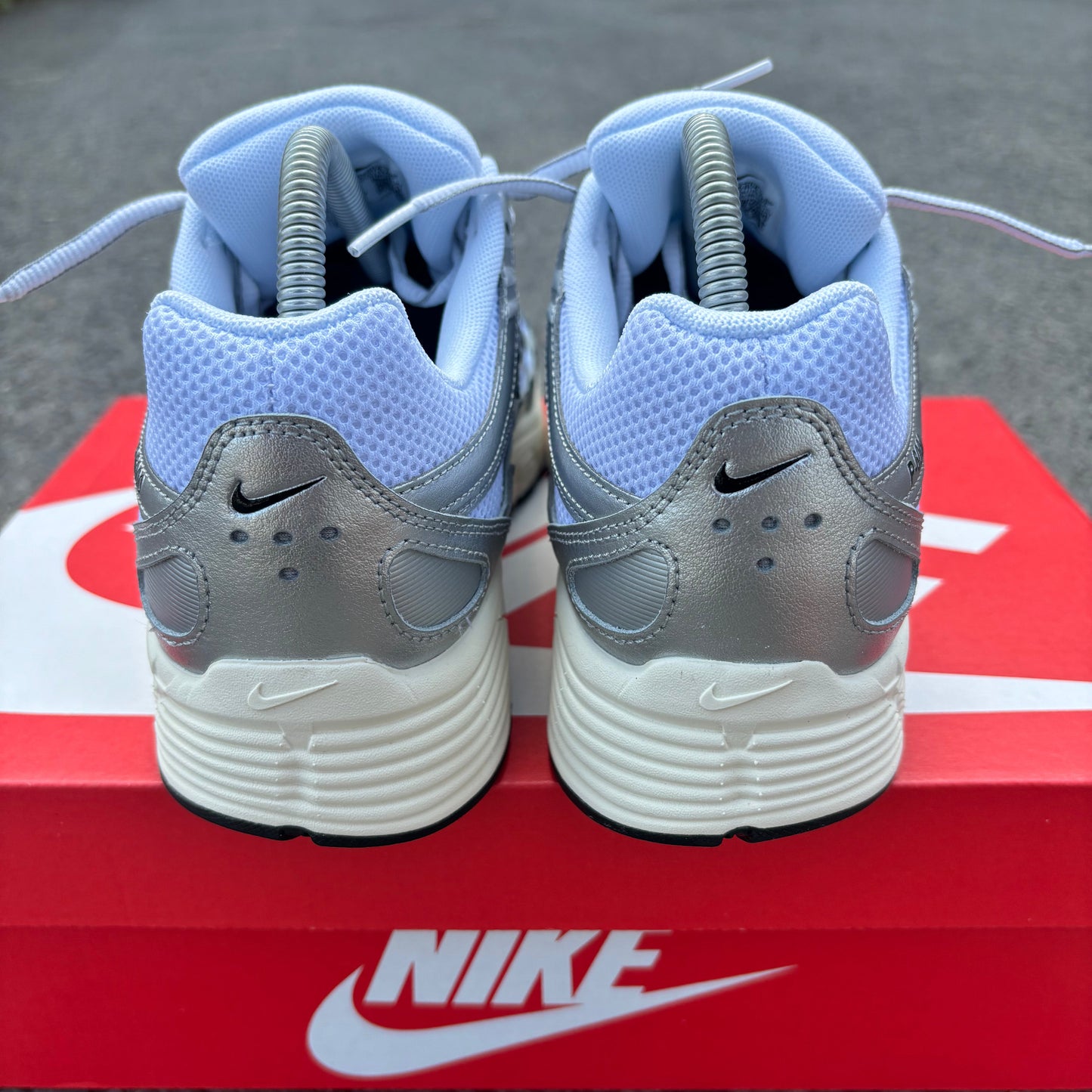 Nike P-6000 White Metallic Silver Flat Silver Black