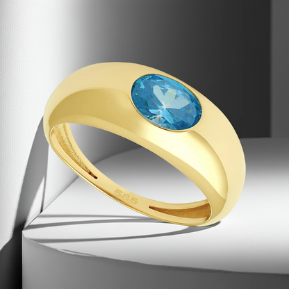 14ct Yellow Gold Blur Gemstone Ring