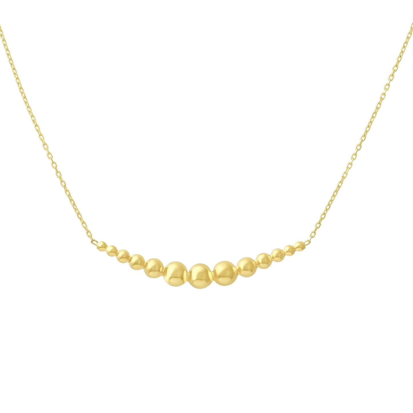14ct Yellow Gold Beaded Horizontal Bar Necklace