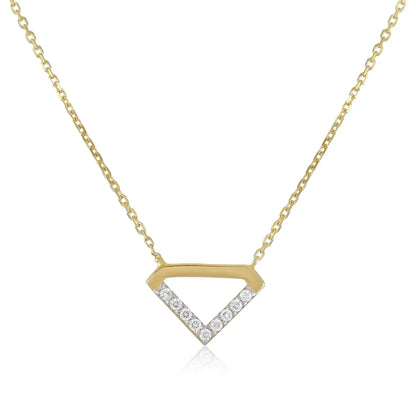 9ct Yellow Gold Cubic Zirconia Triangle Pendant Necklace