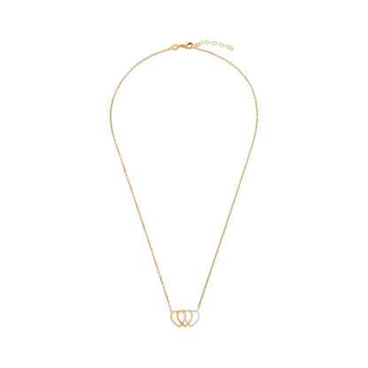 9ct Tri Colour Gold Triple Heart Pendant Necklace