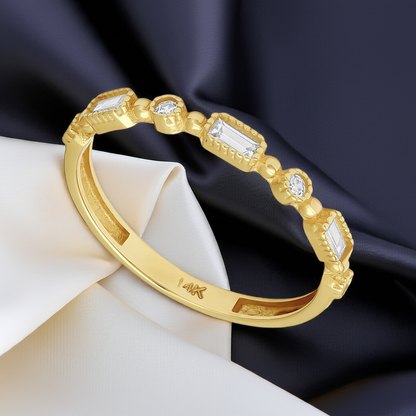 14ct Yellow Gold Cubic Cubic Zirconia Detail Ring
