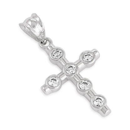 9ct Yellow Gold  and Sterling Silver Cubic Zirconia Delicate Cross Pendant