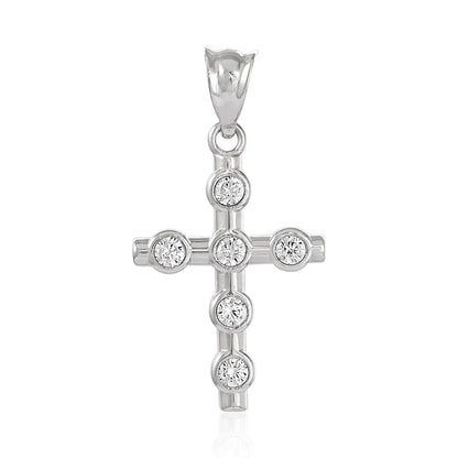 9ct Yellow Gold  and Sterling Silver Cubic Zirconia Delicate Cross Pendant