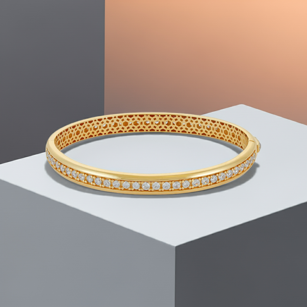 9ct Yellow Gold Cubic Zirconia Bangle