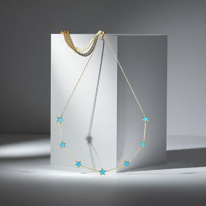925 sterling silver blue star necklace