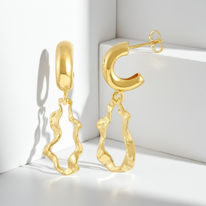 18ct 1 Micron Gold Plated Sterling Silver Earrings With Twisted Gold Drop