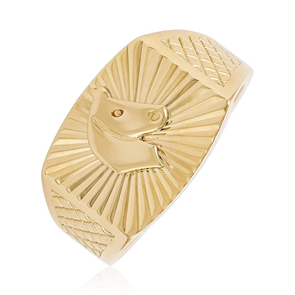 14ct Yellow Gold Horse Detail Signet Ring