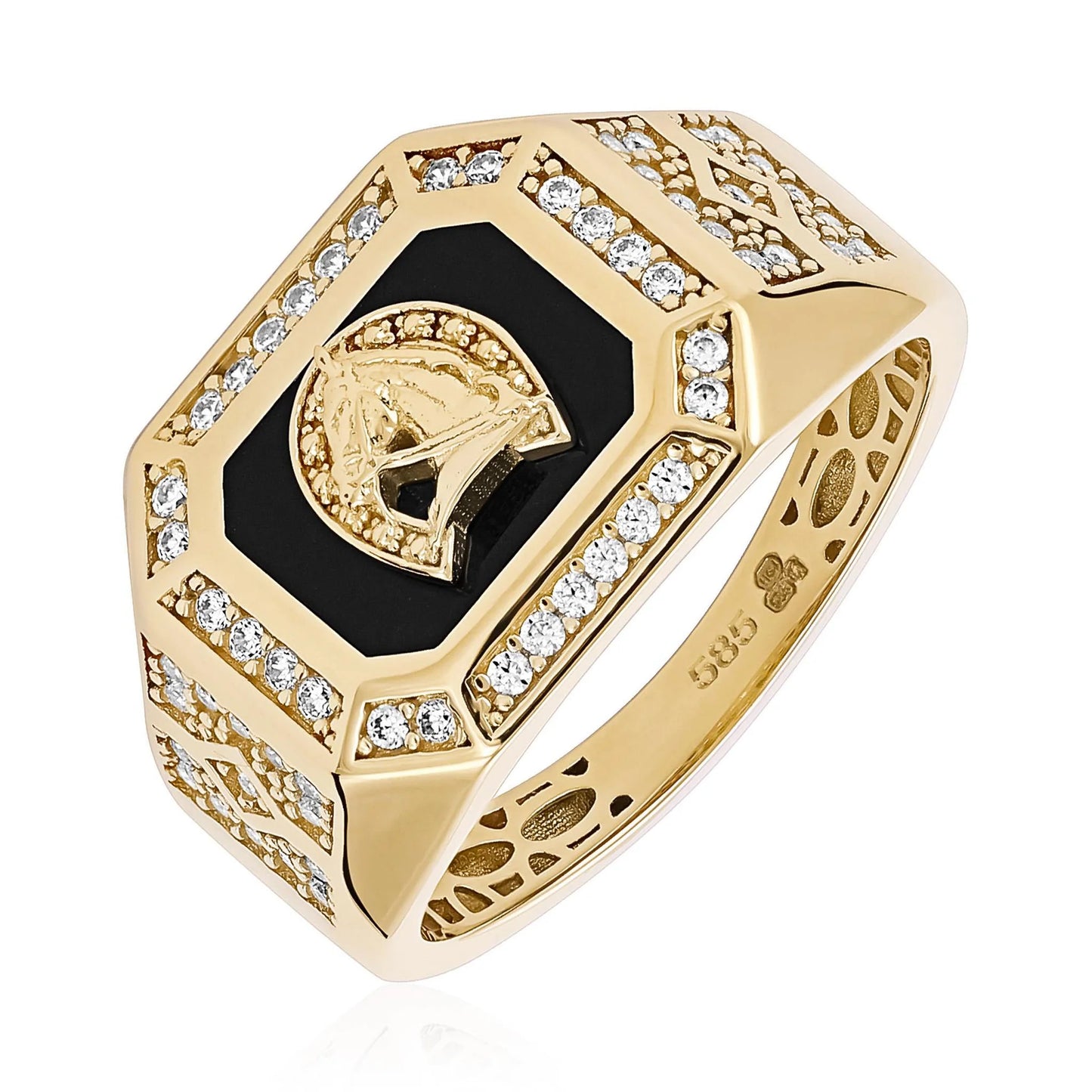 14ct Yellow Gold Horse Detail Signet Ring
