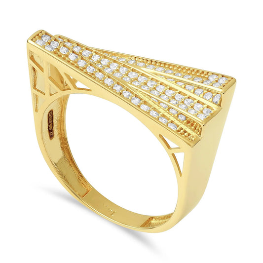 14ct Yellow Gold Cubic Zirconia Abstract Design Ring