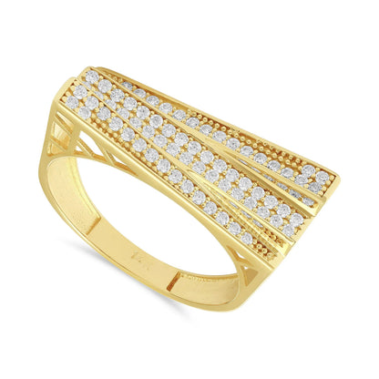 14ct Yellow Gold Cubic Zirconia Abstract Design Ring