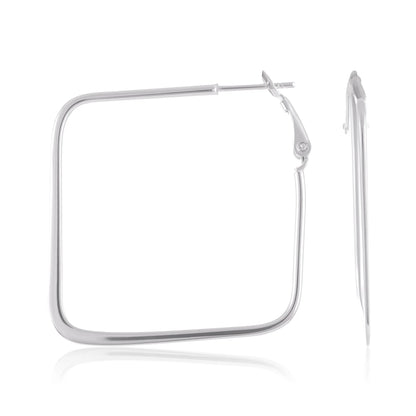 Silver Square Hoop Earrings