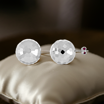 9ct White Gold Oversized Disco Ball Studs