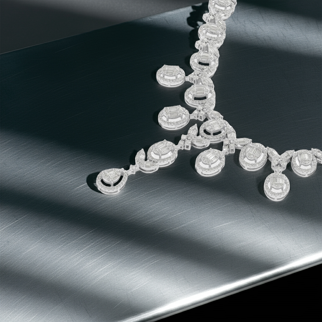 18ct White Gold Tulip Diamond Necklace
