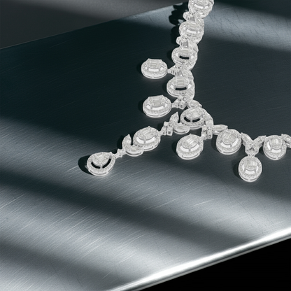 18ct White Gold Tulip Diamond Necklace