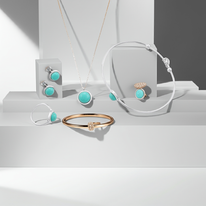 925 Sterling Silver Rhodium Plated Necklace with Turquoise Quartz Stone