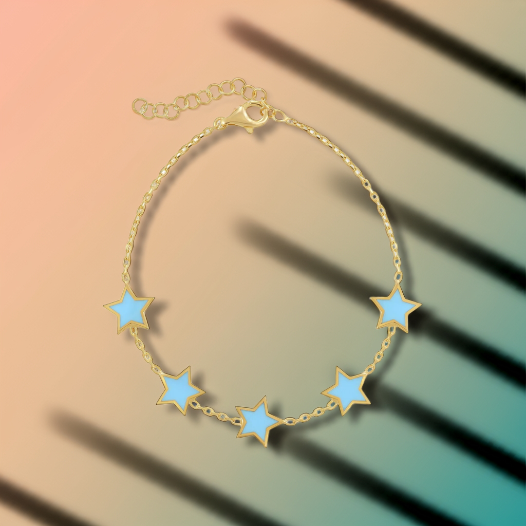 925 sterling silver blue star bracelet