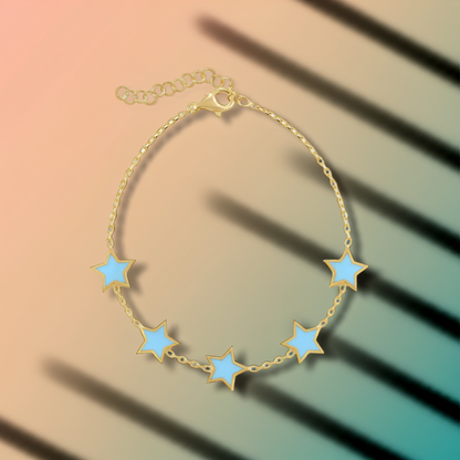925 sterling silver blue star bracelet