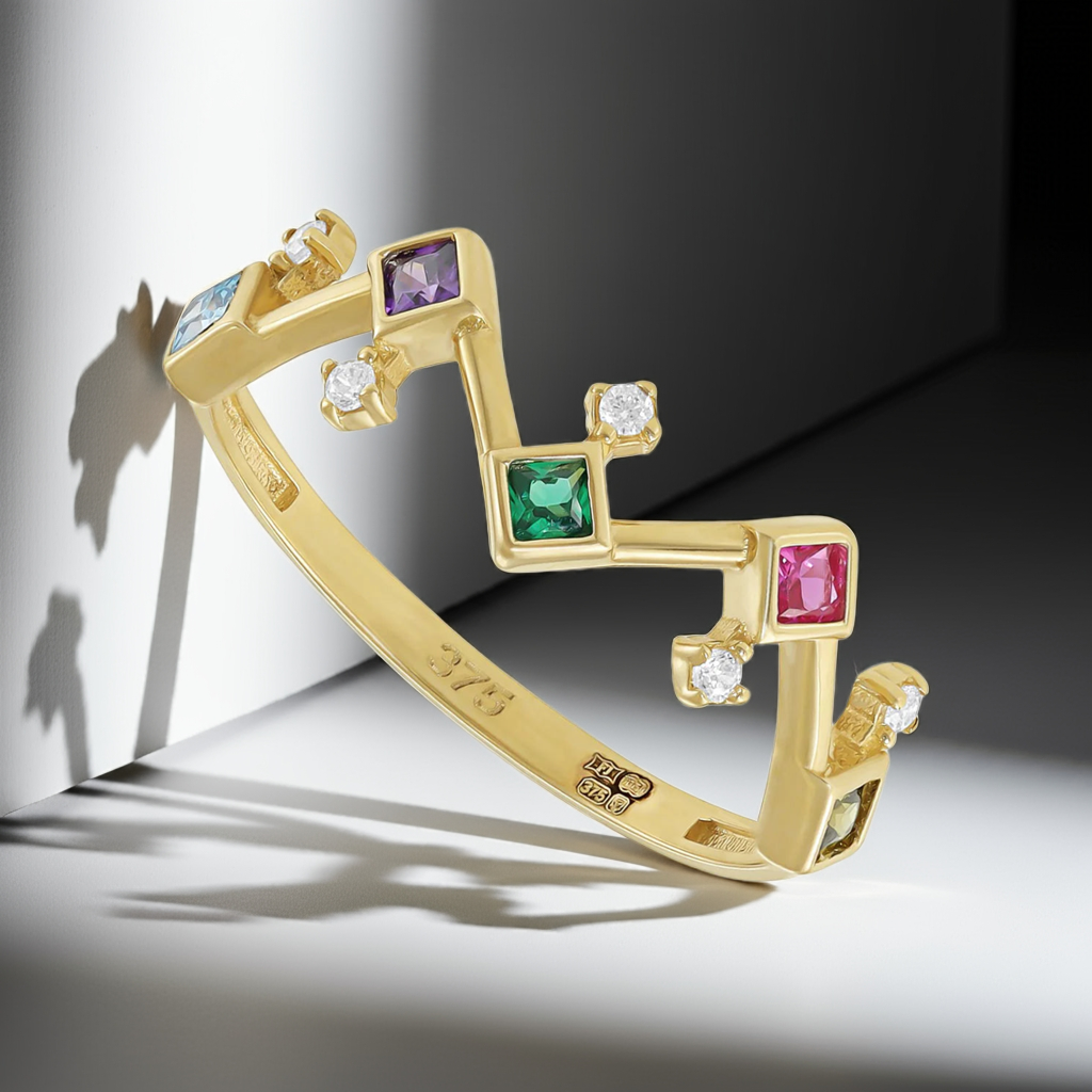 9ct Yellow Gold Coloured Stone Ring