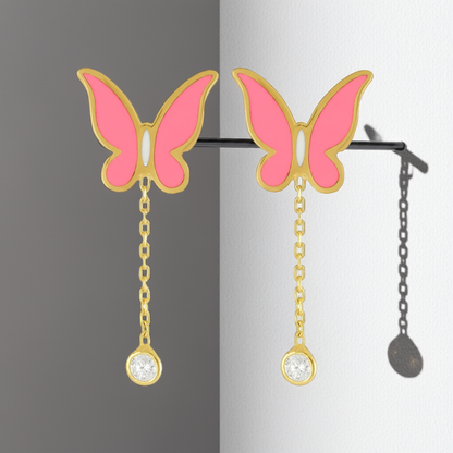 925 sterling silver pink butterfly earrings