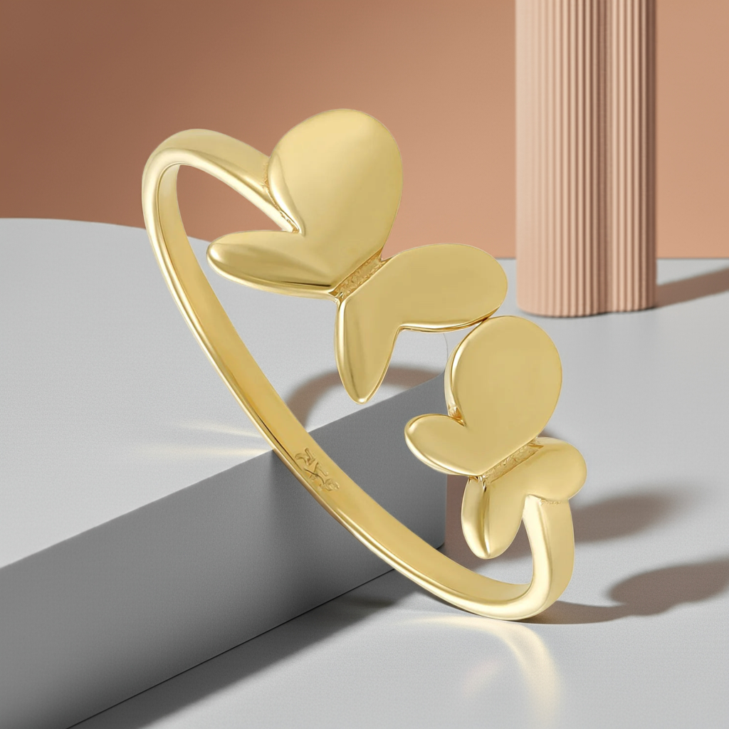 9ct Yellow Gold Two Butterfly Ring