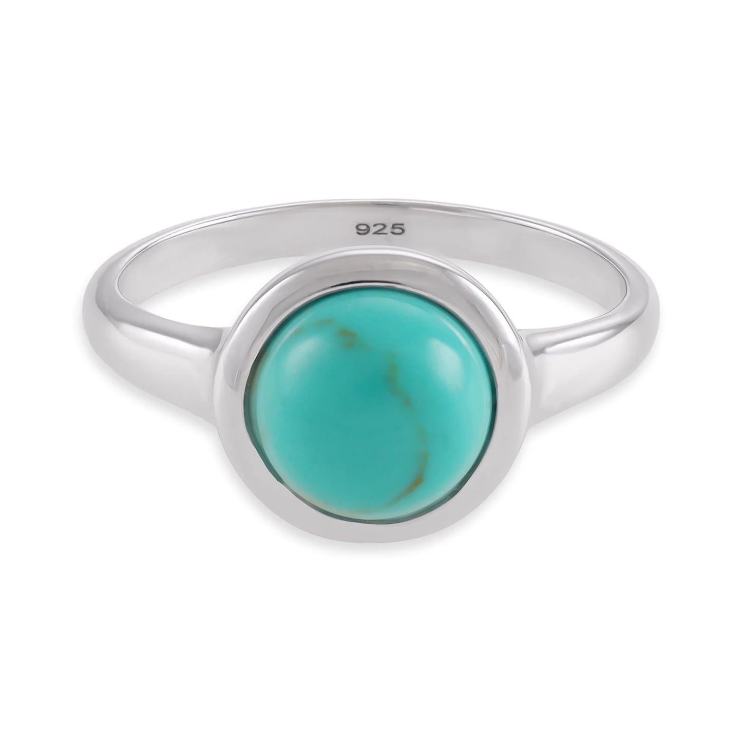 Silver rhodium plated ring with turquoise stone