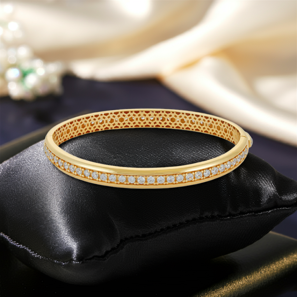 9ct Yellow Gold Cubic Zirconia Bangle