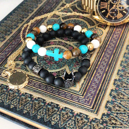 Knight's Helmet / Lava Stone - Gemstone Bracelet