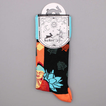 Hop Hare Bamboo Socks S/M - Blue Buddha & Lotus 
