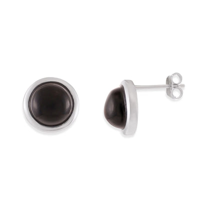 925 Sterling Silver Rhodium Plated Earrings with Black Onyx Stone