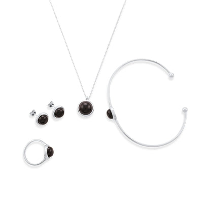 925 Sterling Silver Rhodium Plated Earrings with Black Onyx Stone