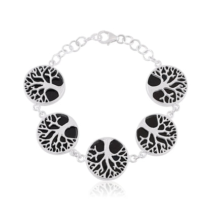 White 925 Sterling Silver Abalone Shell Tree Of Life bracelet