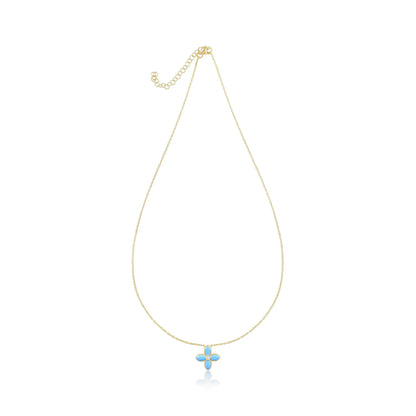 925 sterling silver blue flower necklace