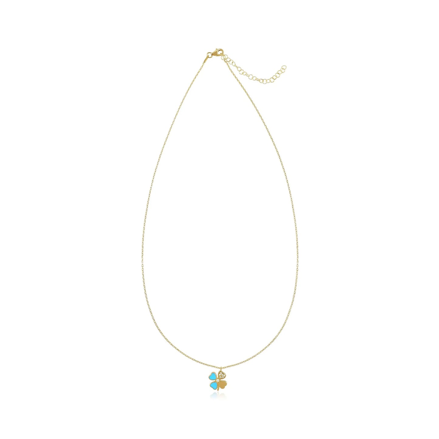 925 sterling silver blue cubic zirconia clover necklace