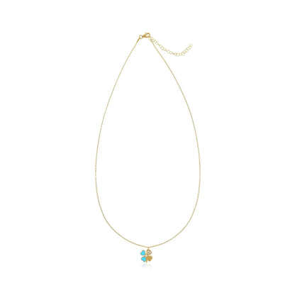 925 sterling silver blue cubic zirconia clover necklace