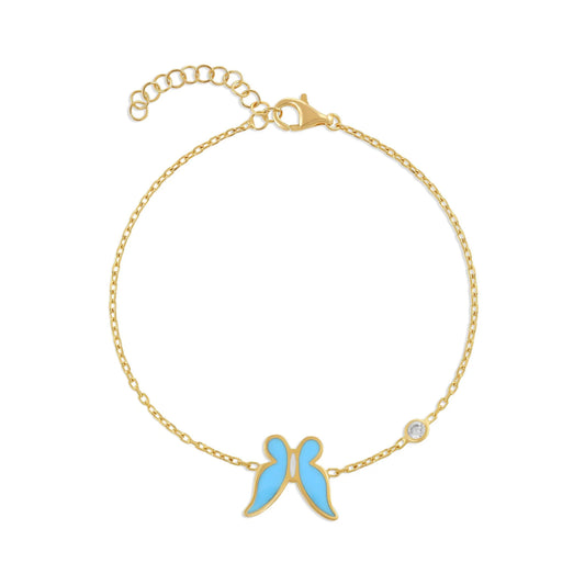 925 sterling silver blue butterfly bracelet