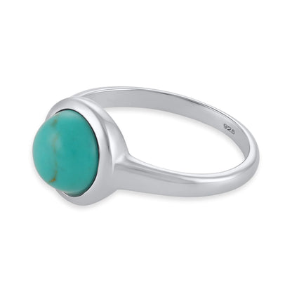 Silver rhodium plated ring with turquoise stone