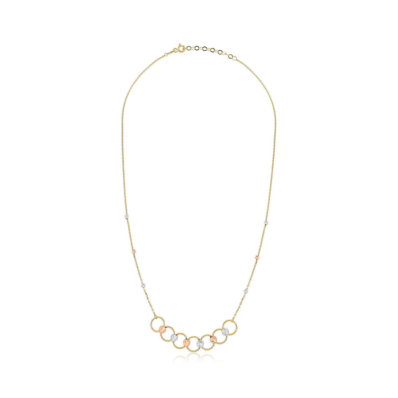 9ct Gold Tri Colour Circle Detail Necklace