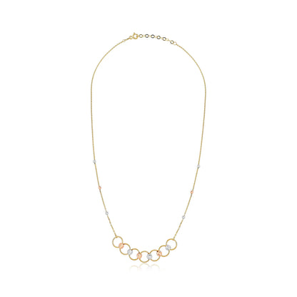 9ct Gold Tri Colour Circle Detail Necklace