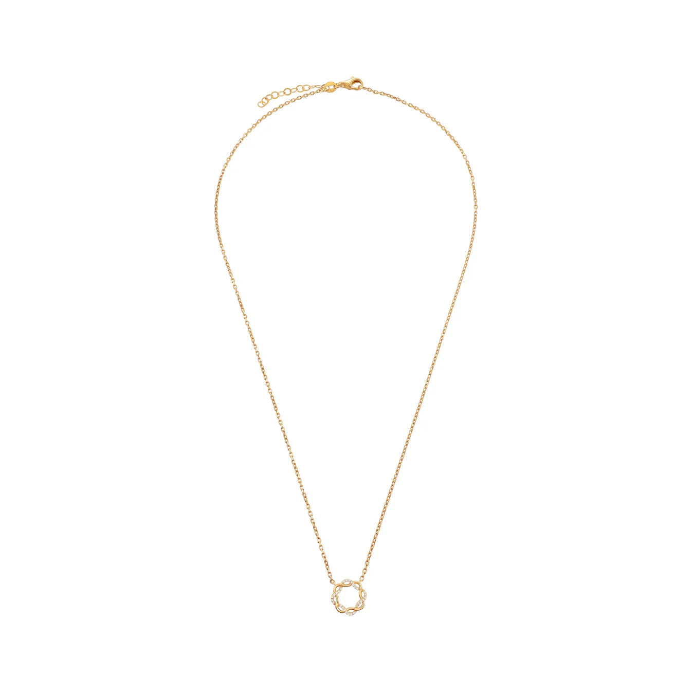 9ct Yellow Gold Cubic Zirconia Interlocking Circle Pendant Necklace
