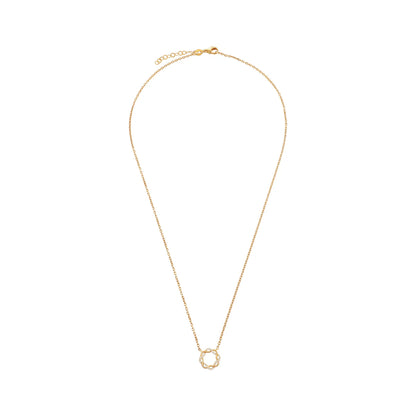 9ct Yellow Gold Cubic Zirconia Interlocking Circle Pendant Necklace