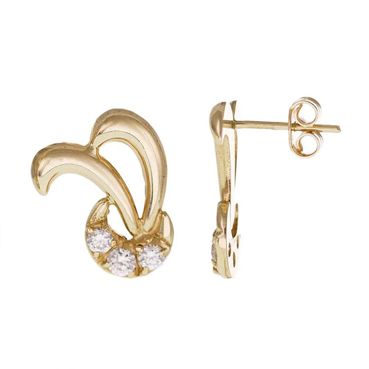14ct Yellow Gold Cubic Zirconia Fancy Shaped Stud Earrings