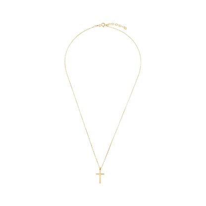9ct yellow Gold Simple Cross Pendant Necklace