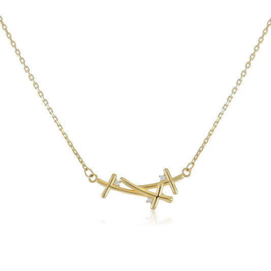 9ct Yellow Gold Cluster Cross Pendant Necklace