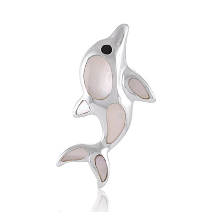 925 Sterling Silver Abalone Shell Dolphin Pendant