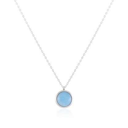 925 Sterling Silver Rhodium Plated Necklace with Blue Quartz Stone