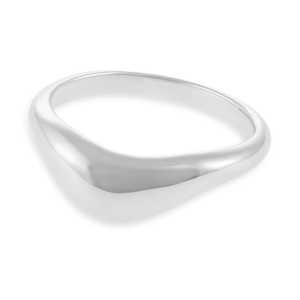 Sterling Silver Rhodium Plated Small Wave Ring