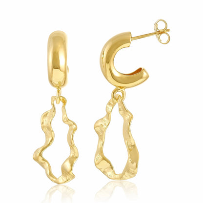 18ct 1 Micron Gold Plated Sterling Silver Earrings With Twisted Gold Drop